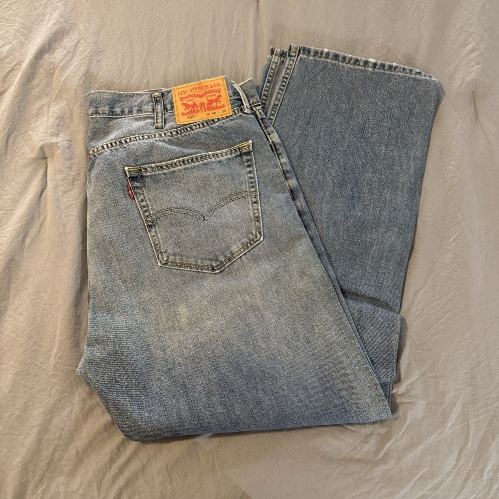 Levi's 505 Regular Fit Men's Jeans‎ Size 40x30 Light Wash 100% Cotton